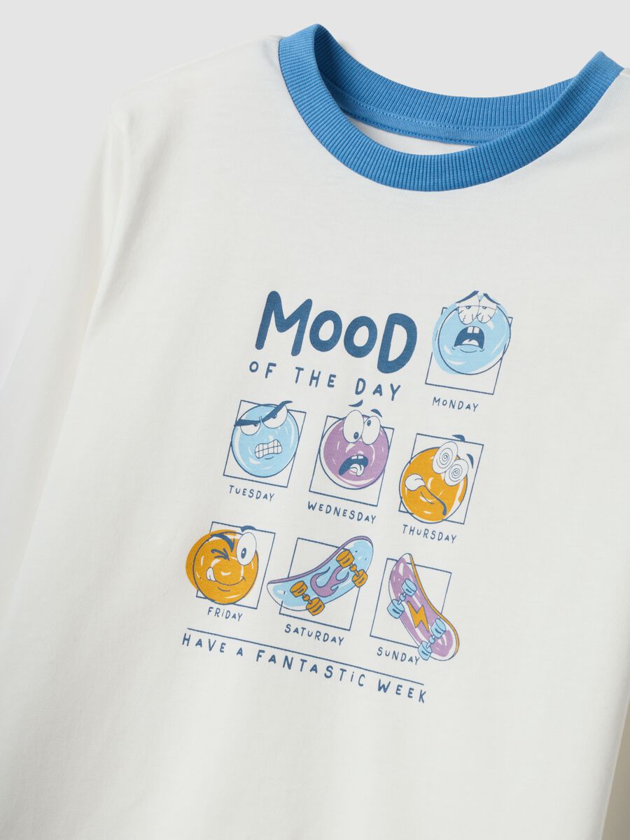 White long organic cotton jersey pyjamas with print for boys_2