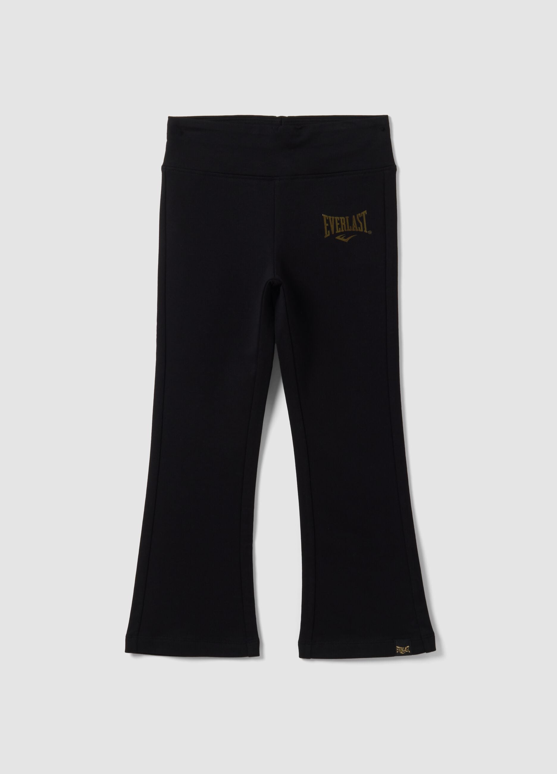 Black stretch cotton regular-fit leggings for girls