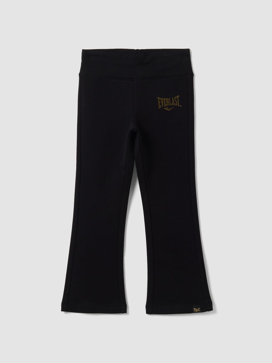 Black stretch cotton regular-fit leggings for girls_0