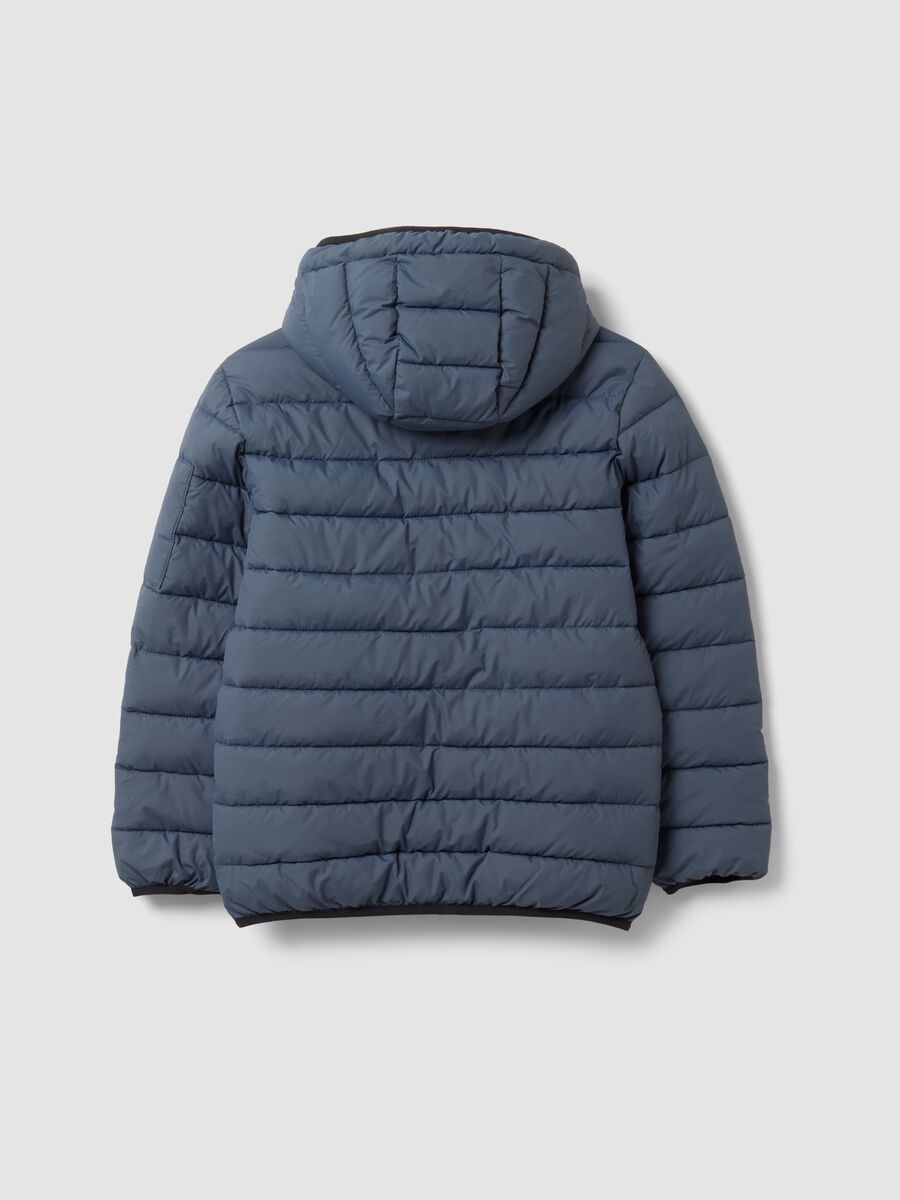 Grey Ultralight padded hooded jacket with zip for boys_1