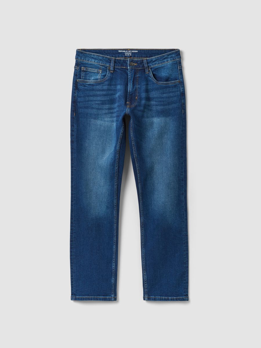 Blue comfort-fit stretch cotton jeans_0
