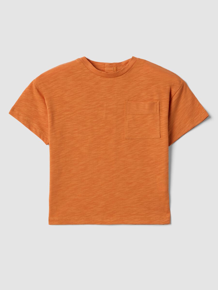Orange pure cotton children's regular fit T-shirt with pocket_0