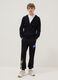 Boys' regular fit black cotton blend trousers with NASA patch_0