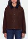 Brown pure cotton bomber jacket with contrast collar, regular fit_2