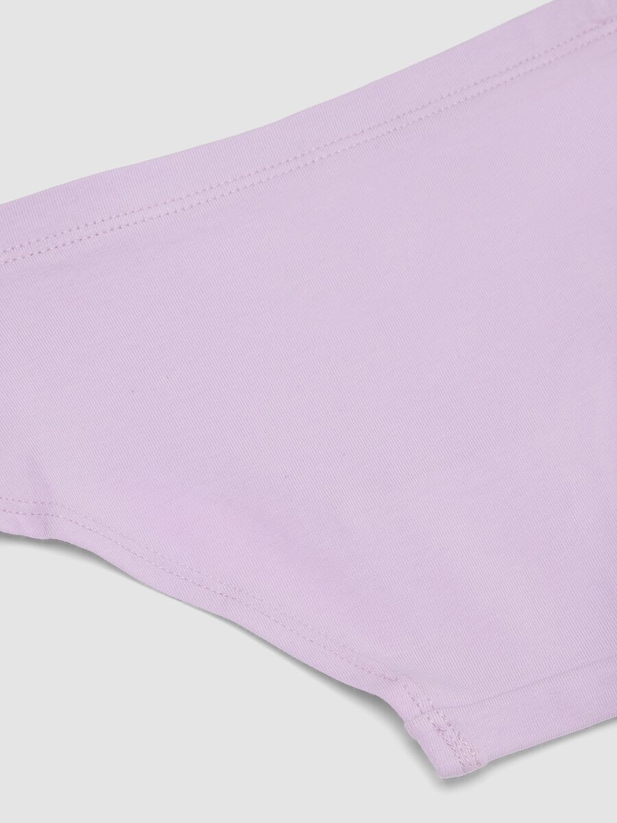 Girls&rsquo; purple stretch organic cotton briefs with star detail_3