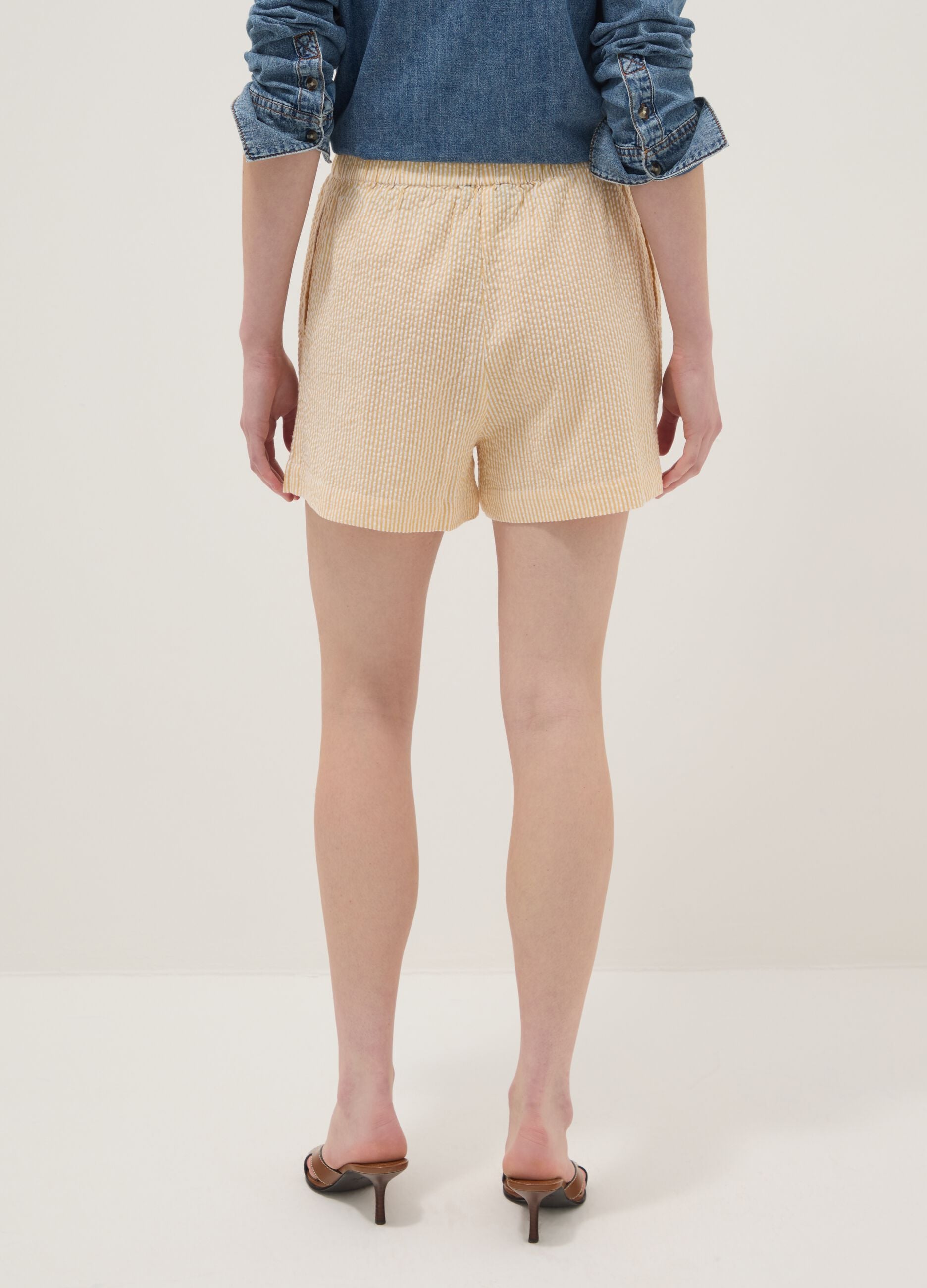Regular-fit multicolour striped pure cotton shorts