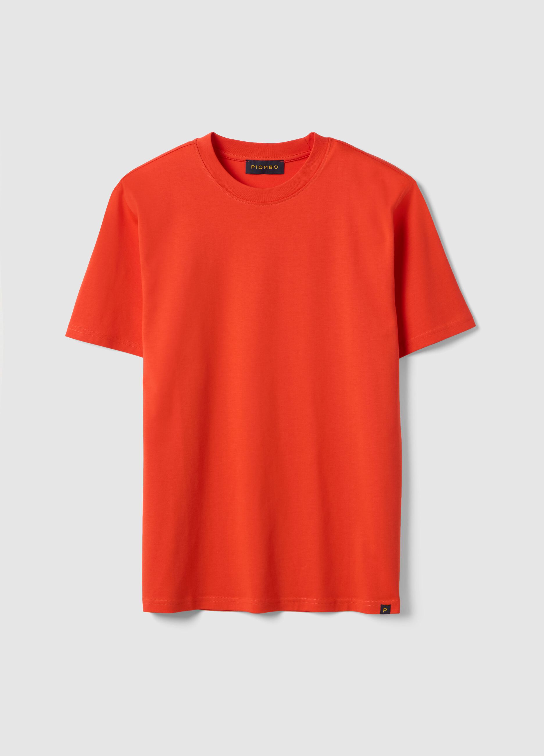Orange pure cotton crew neck t-shirt relaxed fit