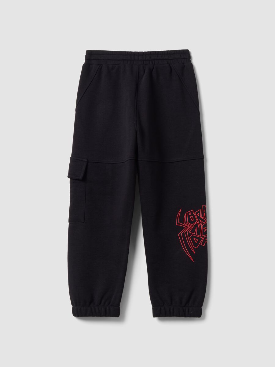 Black cotton-blend jogger trousers with MARVEL Spider-Man graphics for boys_1