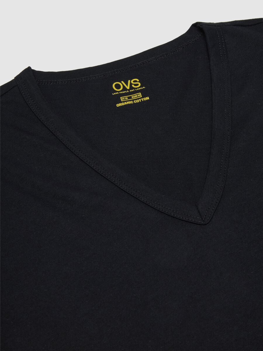 Men's black pure cotton V-neck T-shirts 2-pack, regular fit_5
