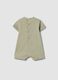 Green organic cotton baby romper with animal print_1