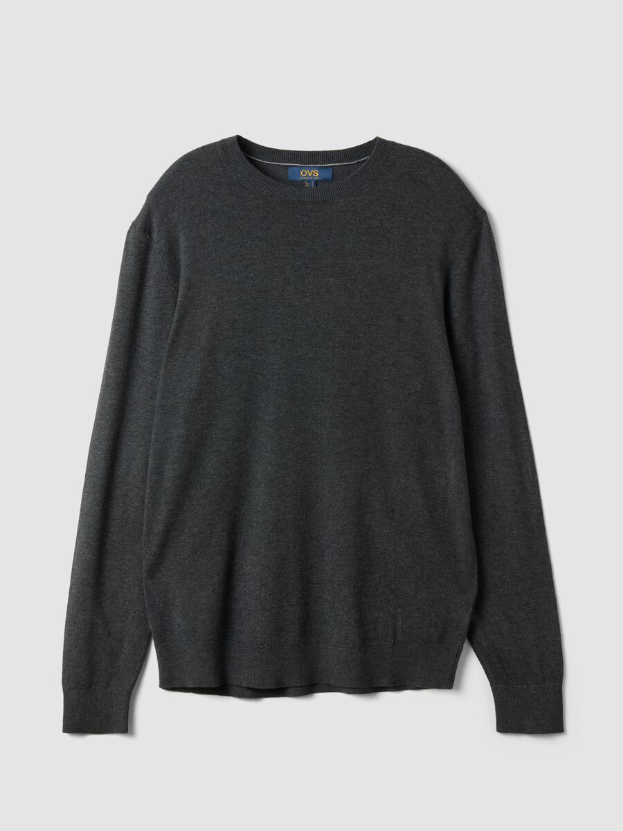 Grey crew-neck viscose-blend jumper, regular fit_0