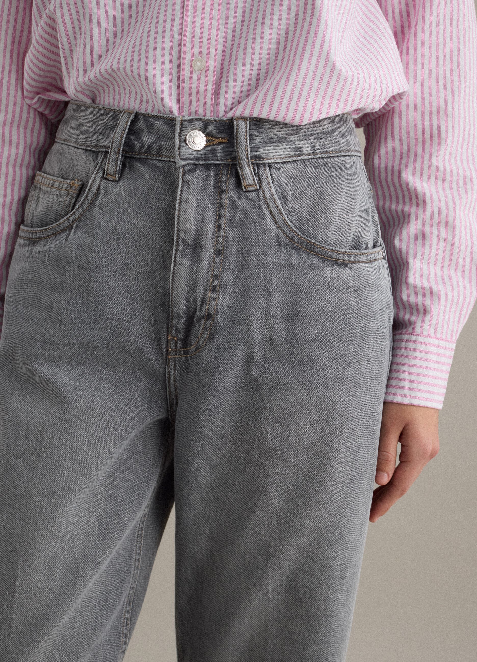 Straight Grey Cotton Jeans