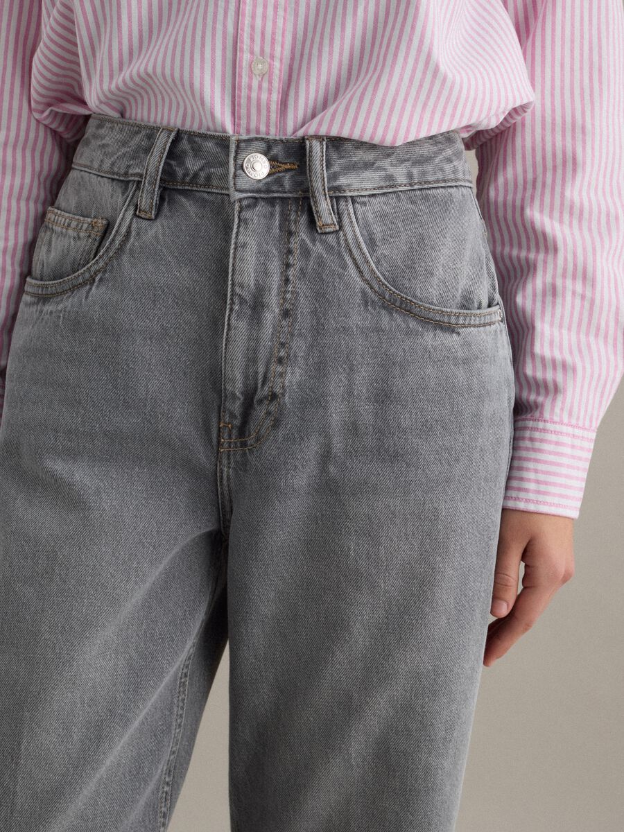 Jeans dritti in puro cotone grigio_3