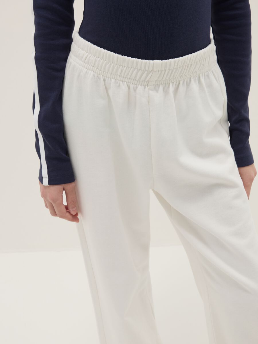 Girls' White Pure Cotton Jogger Trousers Regular Fit_2