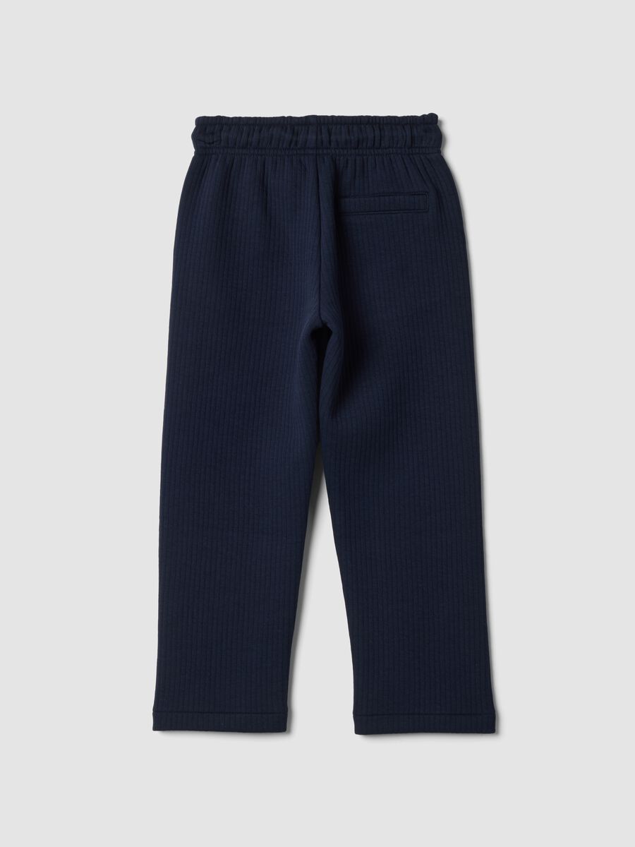 Blue ribbed cotton-blend trousers_2