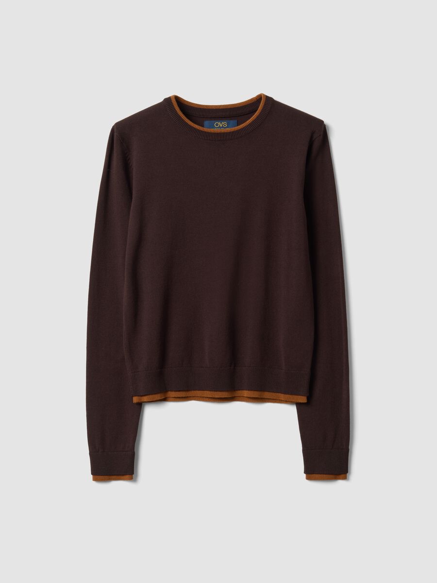 Brown long-sleeved viscose-blend jumper_4