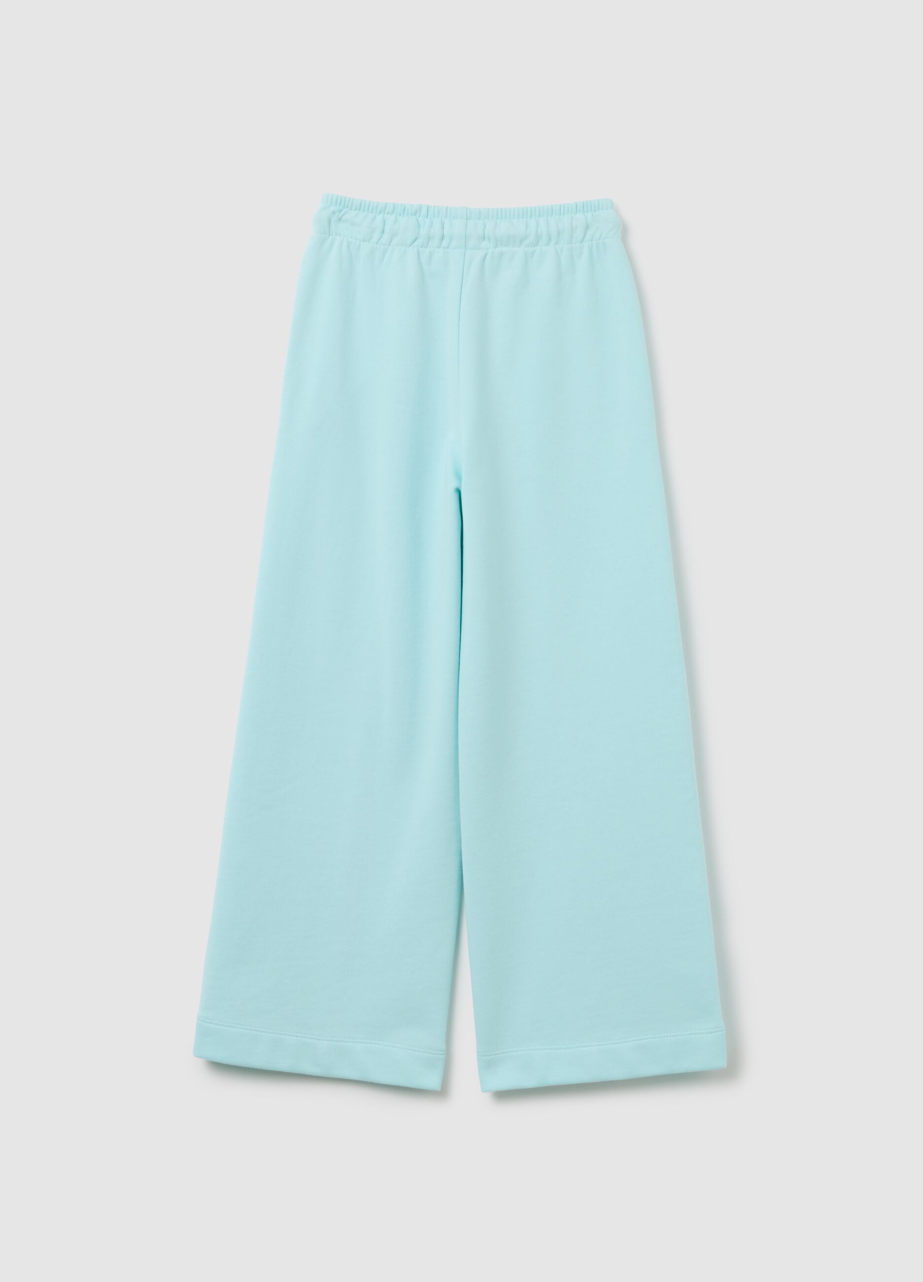 Sky blue wide leg jogger trousers for girls in pure cotton