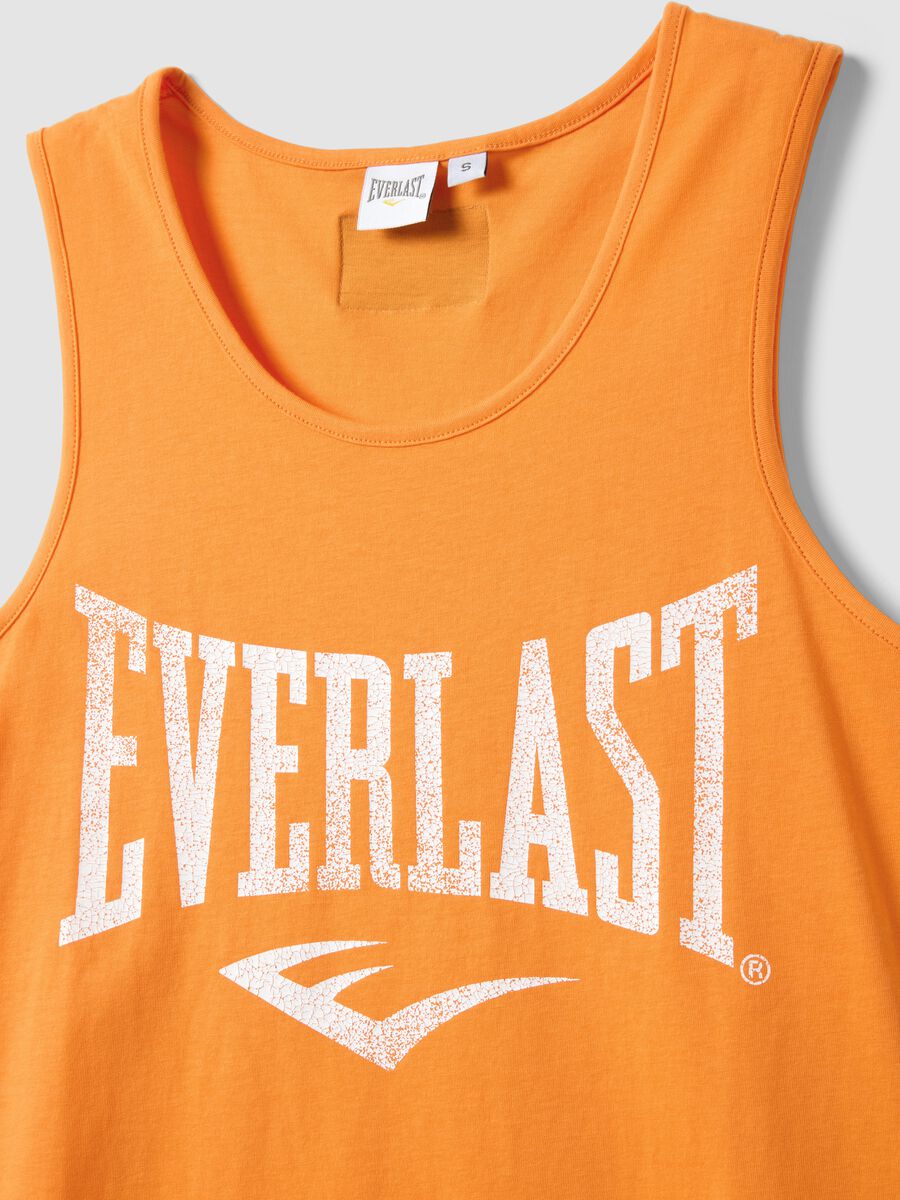 Orange pure cotton tank top regular fit with Everlast logo_5