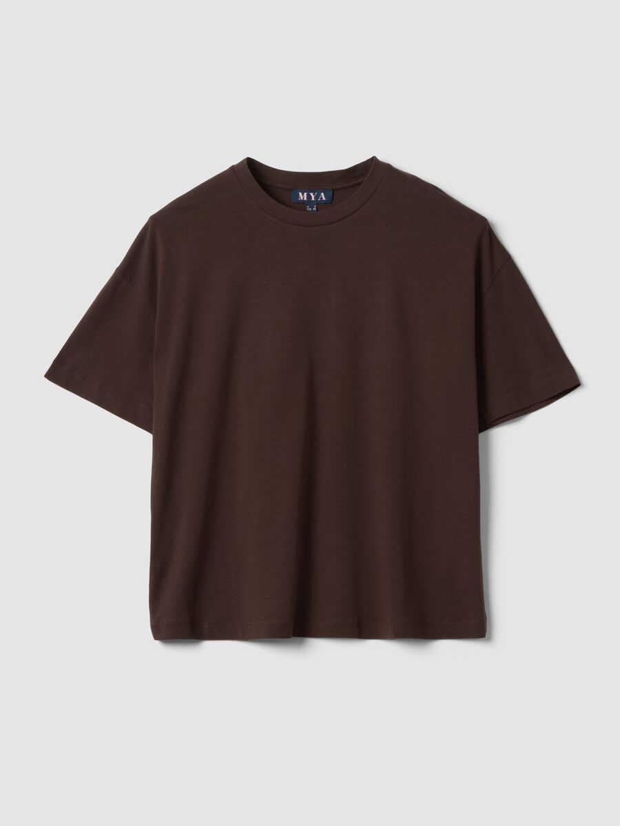 Brown stretch cotton and modal T-shirt_4