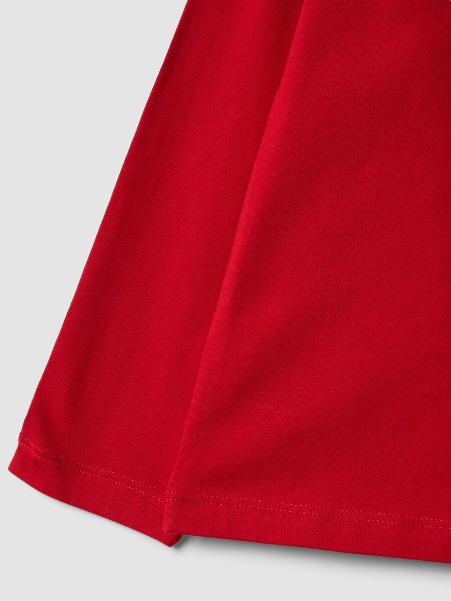 Red pure organic cotton T-shirt with varsity print for boys_3