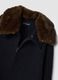 Blue wool-blend cardigan with faux-fur effect collar_1