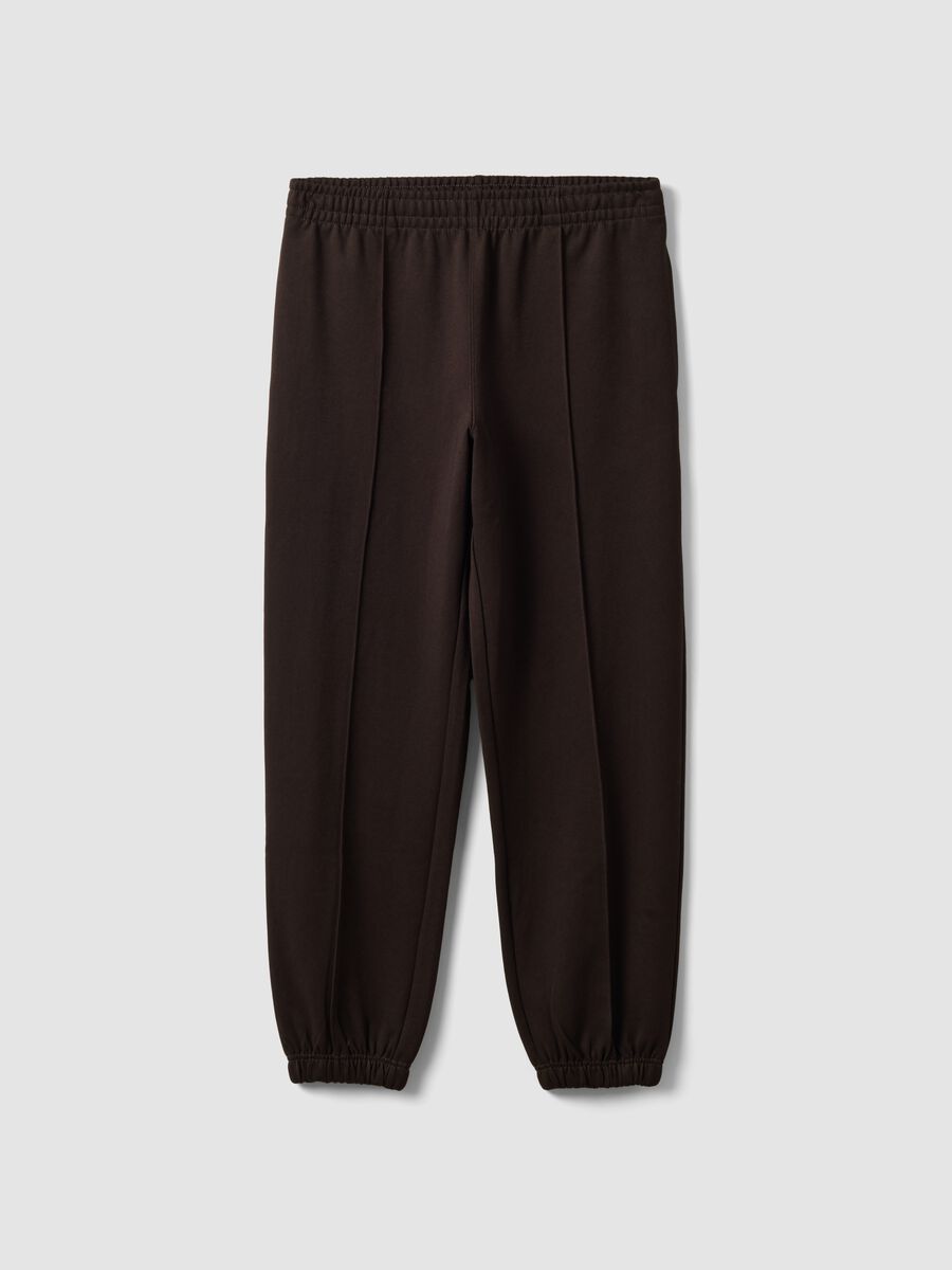 Brown relaxed-fit stretch joggers_0