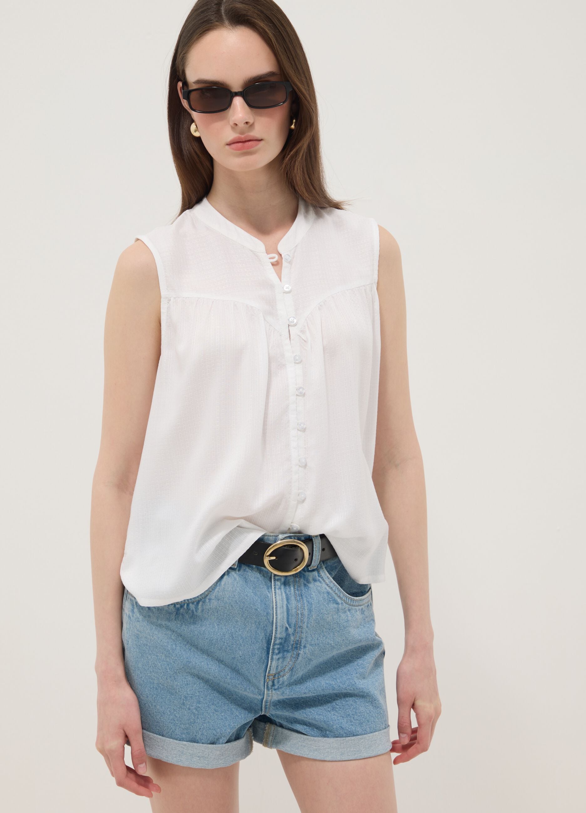 Light blue pure cotton denim shorts