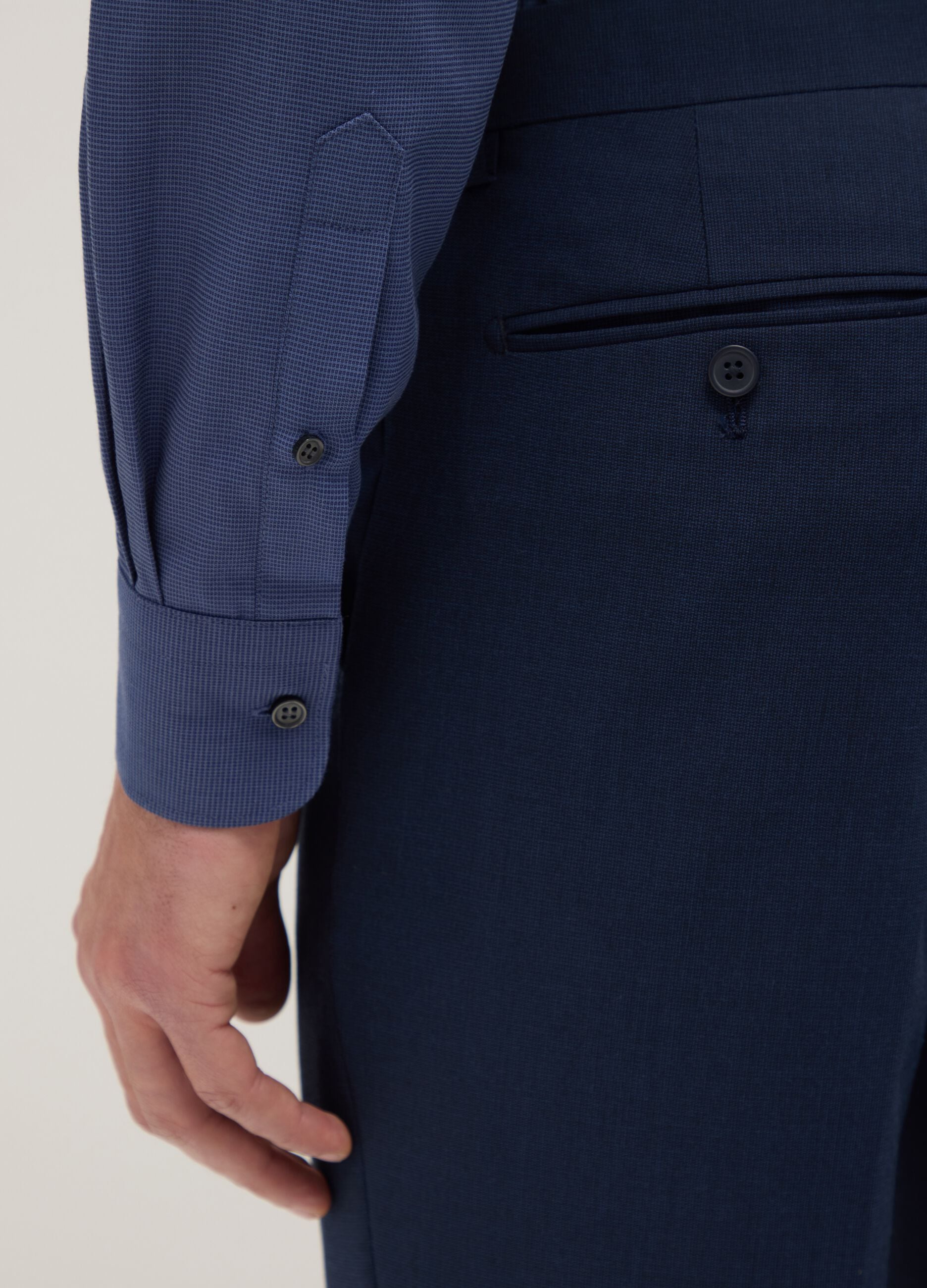 Blue shirt with French collar in pure cotton slim fit