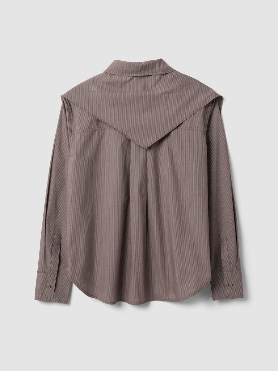 Multicolour stretch cotton shirt with scarf collar_6