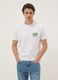 White pure cotton T-shirt with chest print, regular fit_0