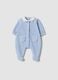Blue organic cotton-blend sleepsuit with collar_0