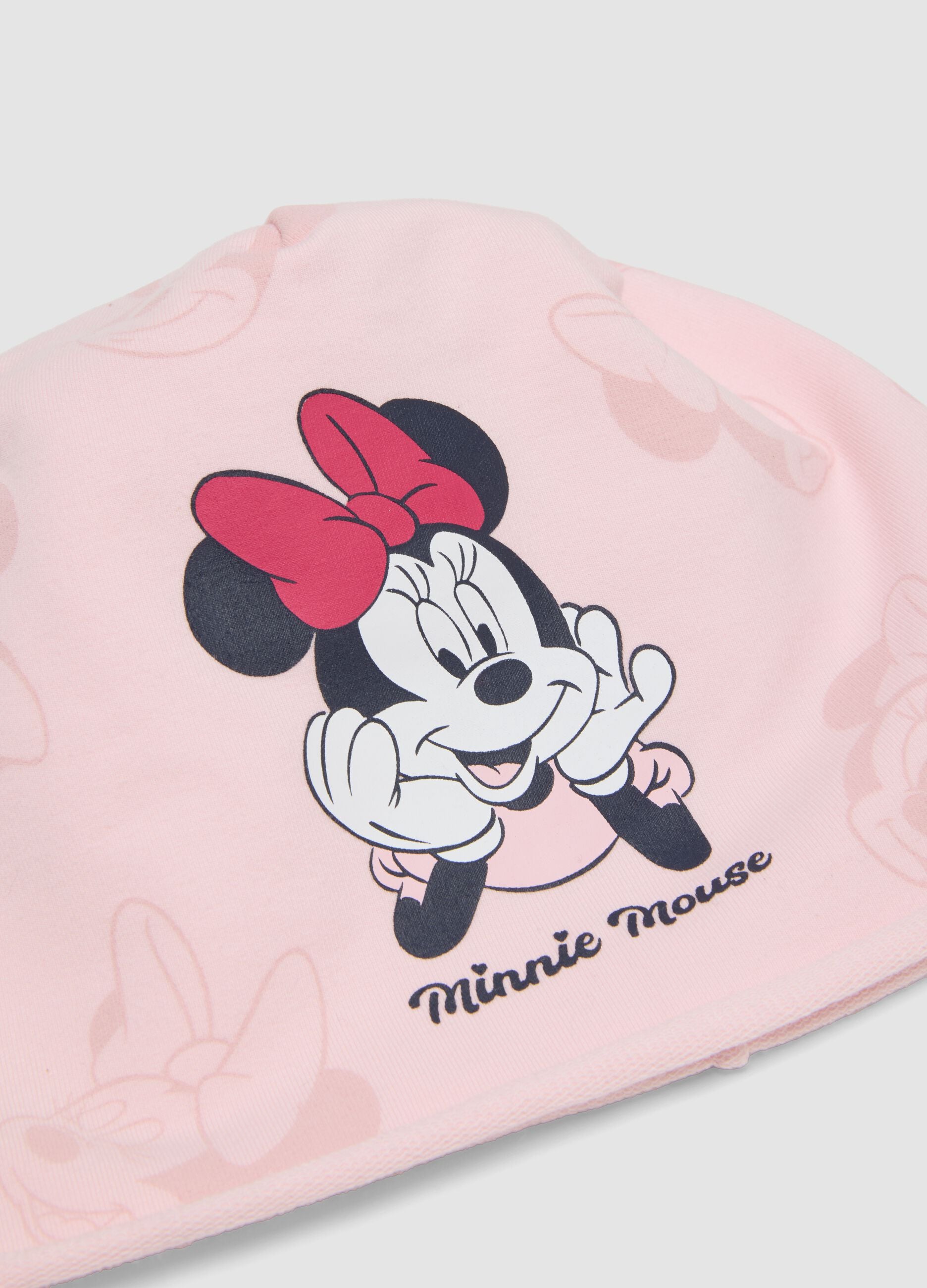 Pink stretch cotton Minnie print hat for girls