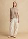 Beige regular-fit lyocell and cotton blend T-shirt with wide sleeves_1