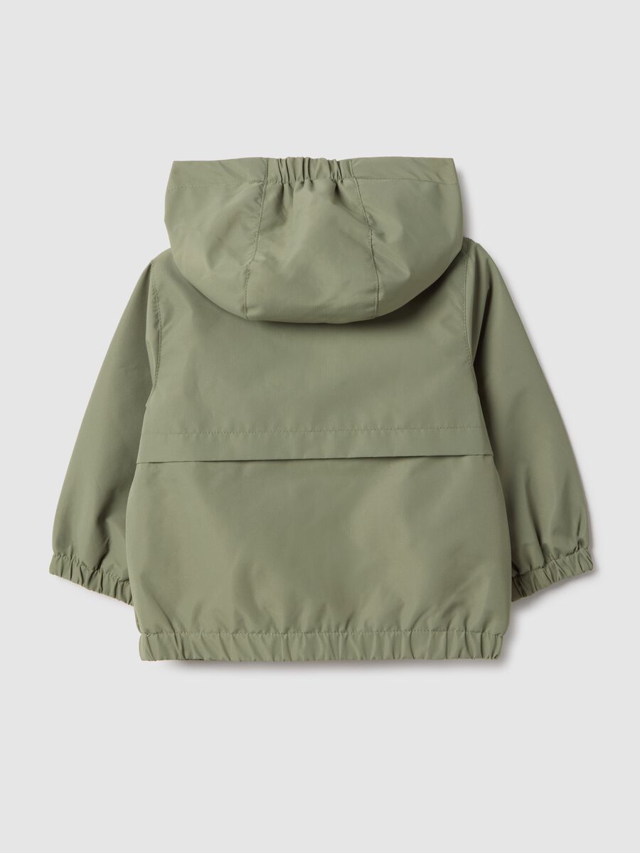 Giacca verde da bimbo regular fit con zip integrale e cappuccio_1