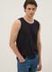 Black crew-neck cotton vest top, regular fit_0