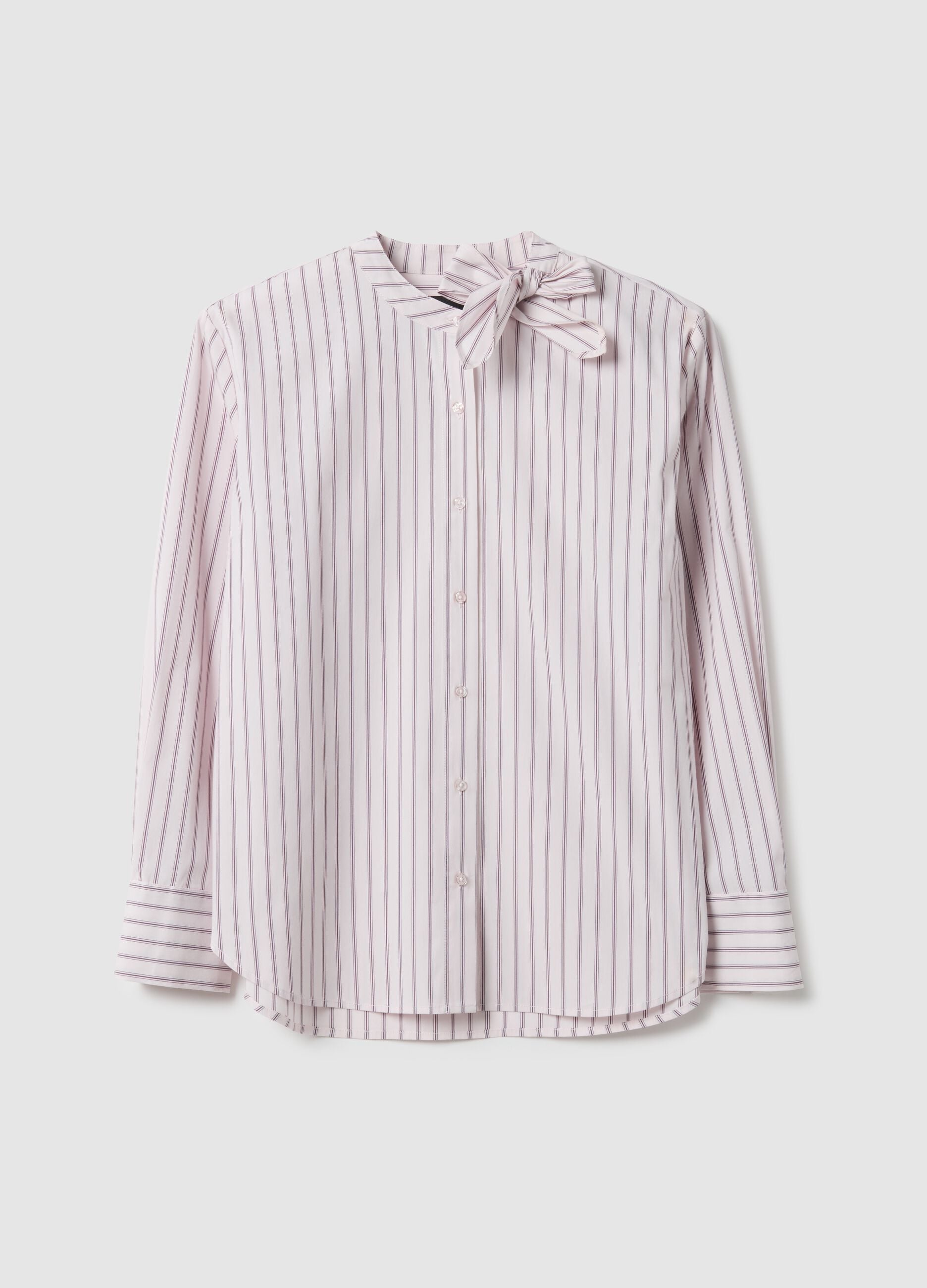 Oversize fit multi-colour striped stretch cotton shirt
