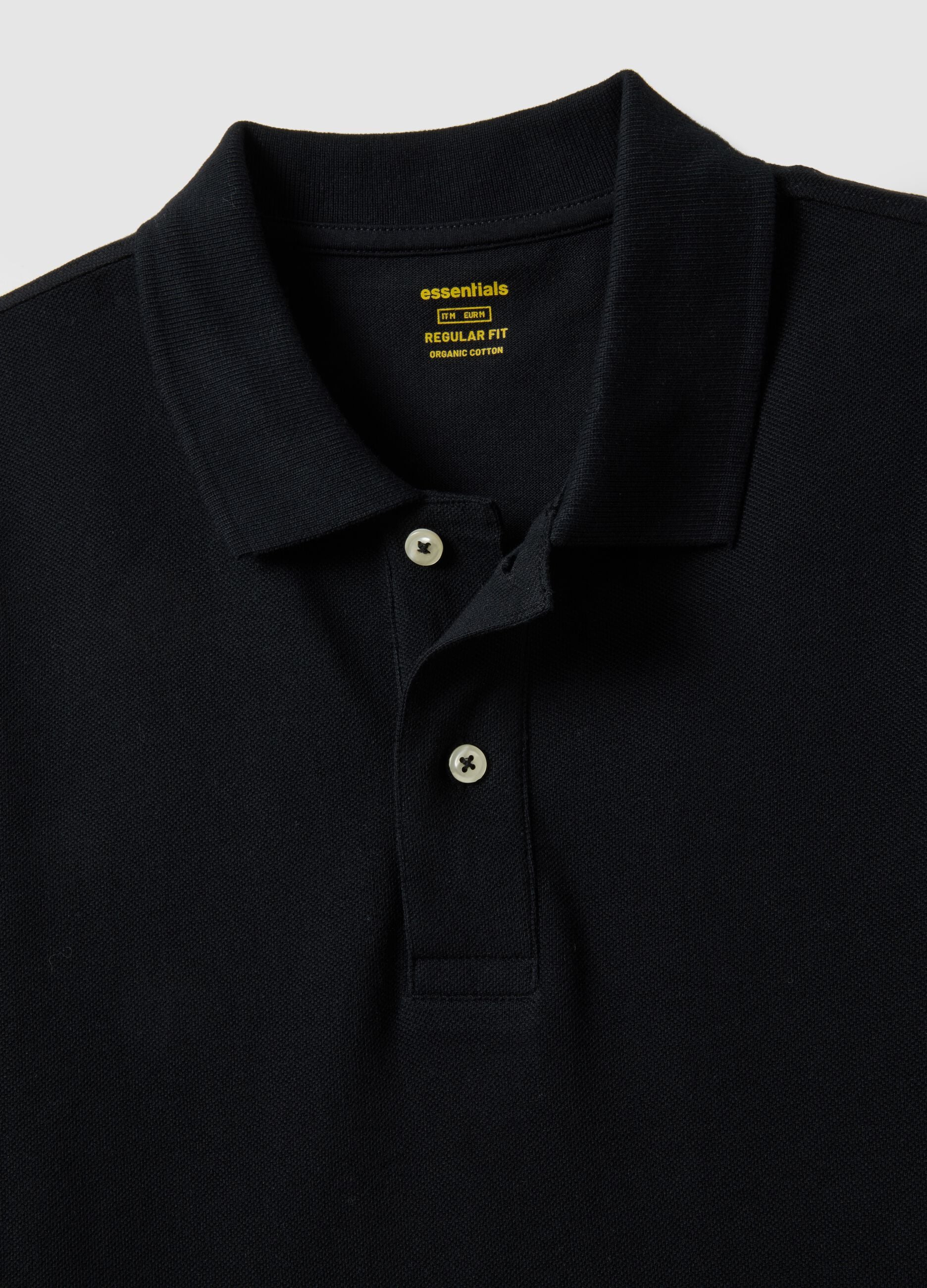Black pure cotton polo shirt, regular fit