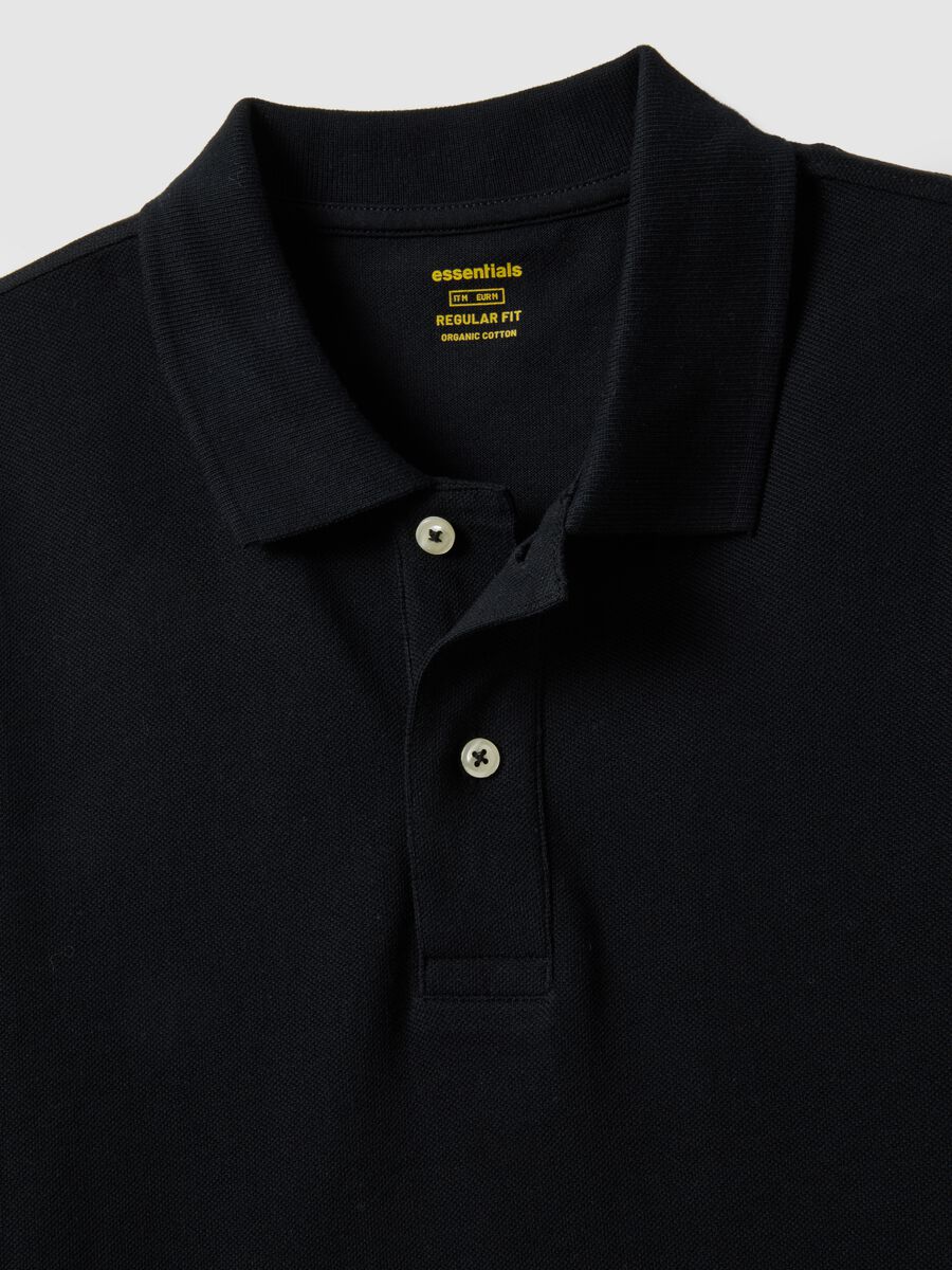 Black pure cotton polo shirt, regular fit_5