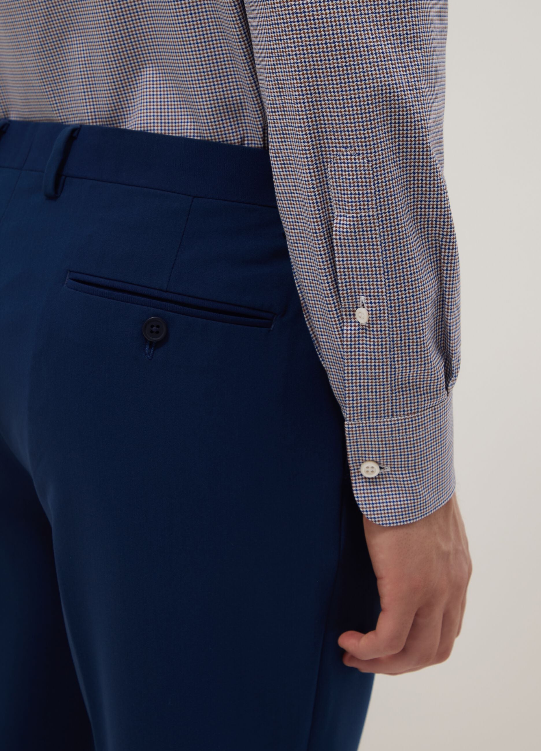 Grey pure cotton micro-check regular fit shirt