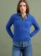 Blue pure cotton cable-knit jumper with deep V-neck_0
