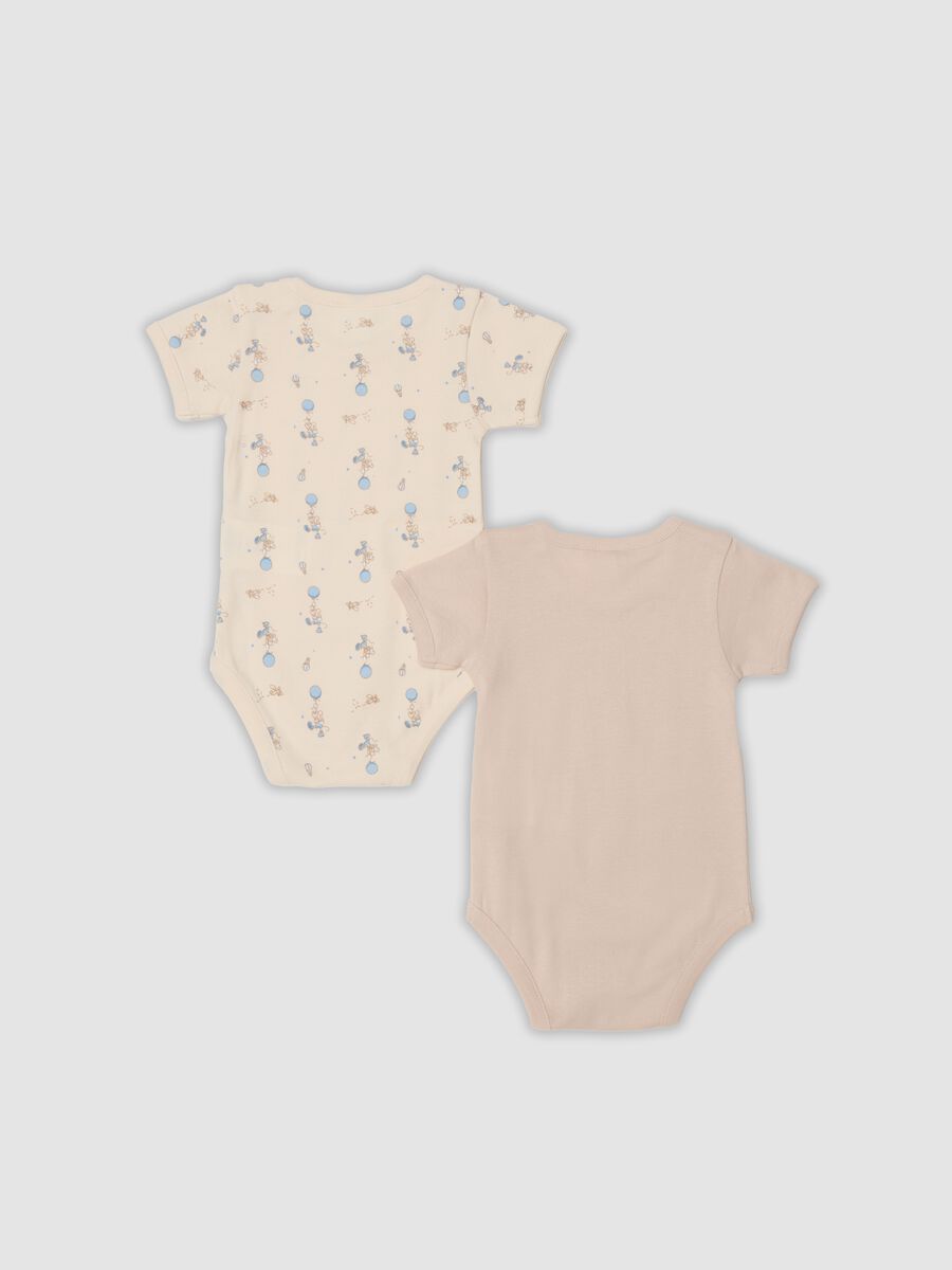 2-pack beige organic cotton baby bodysuits with Mickey print_1