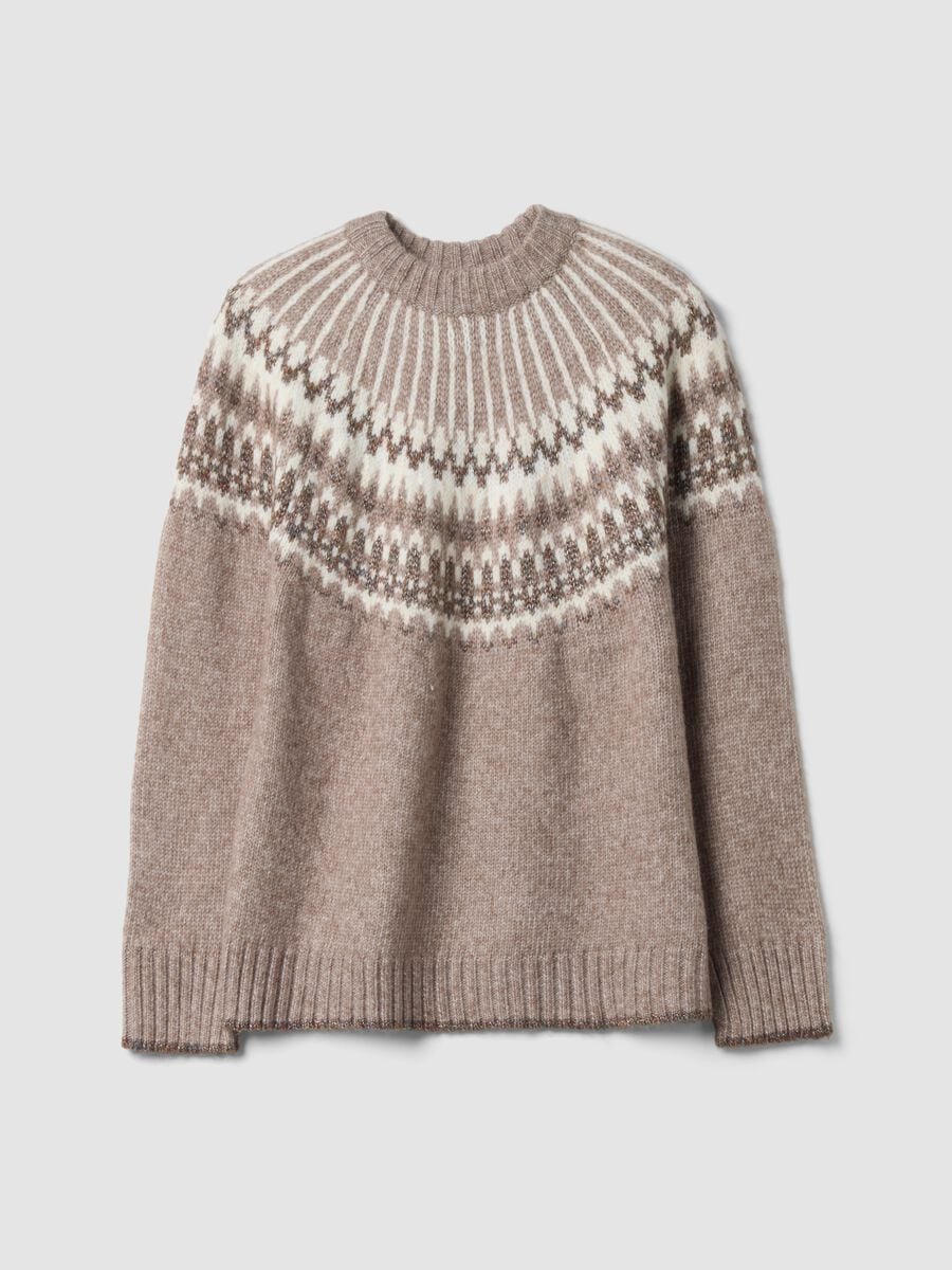 Beige jacquard crew-neck oversized jumper_0