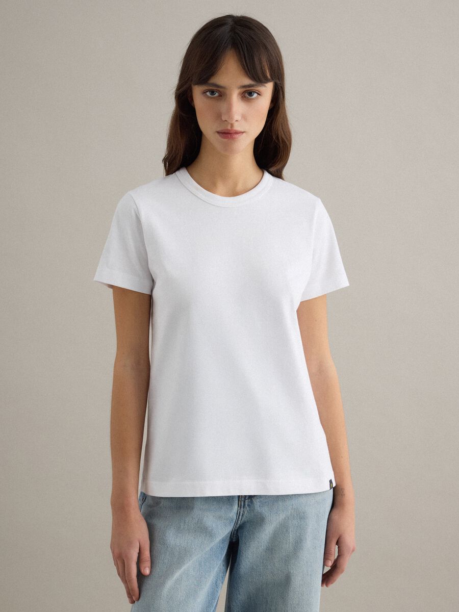 White crew neck cotton t-shirt with regular fit_1