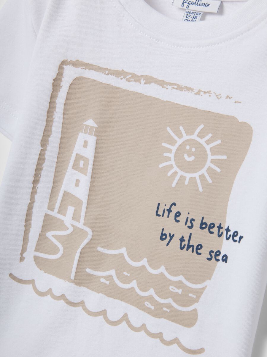 White pure organic cotton printed regular-fit T-shirt for baby boy_3
