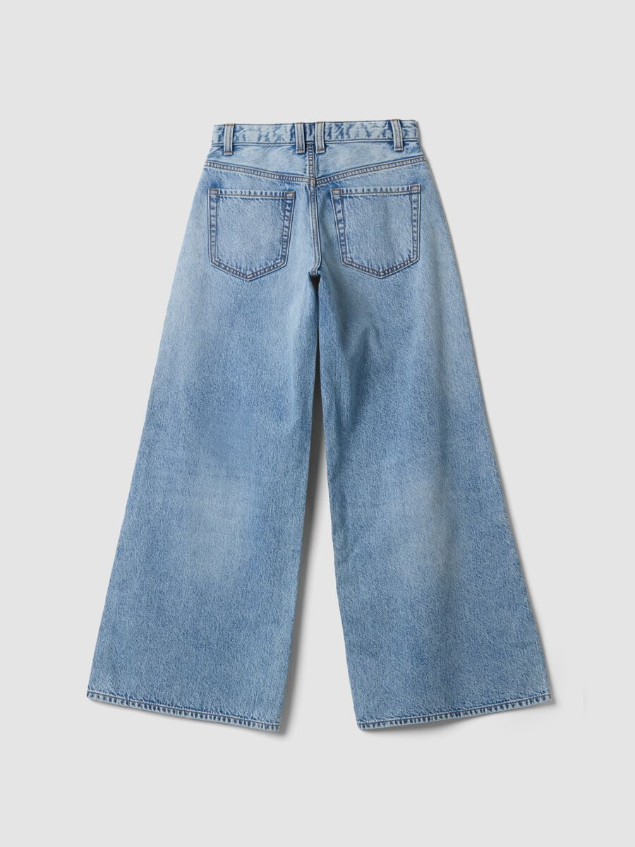 Light blue pure cotton super wide-leg jeans_6
