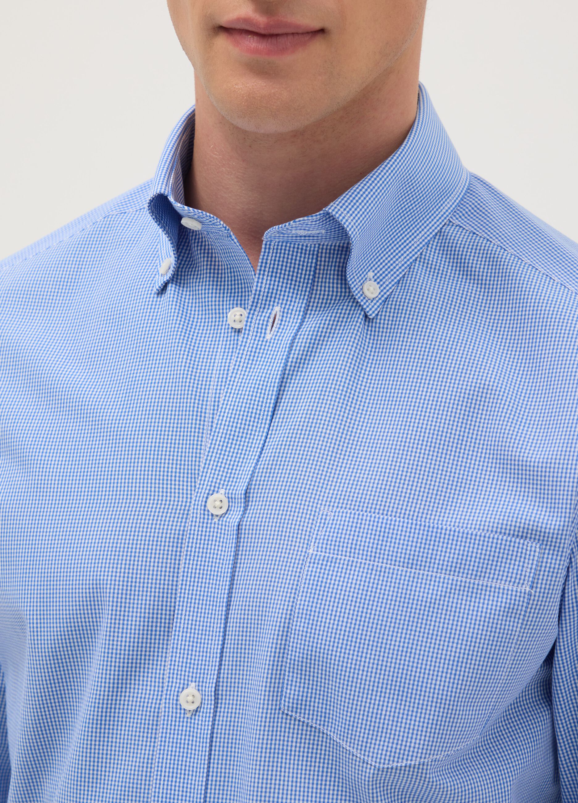 Multicolour checked long-sleeve slim fit cotton blend shirt