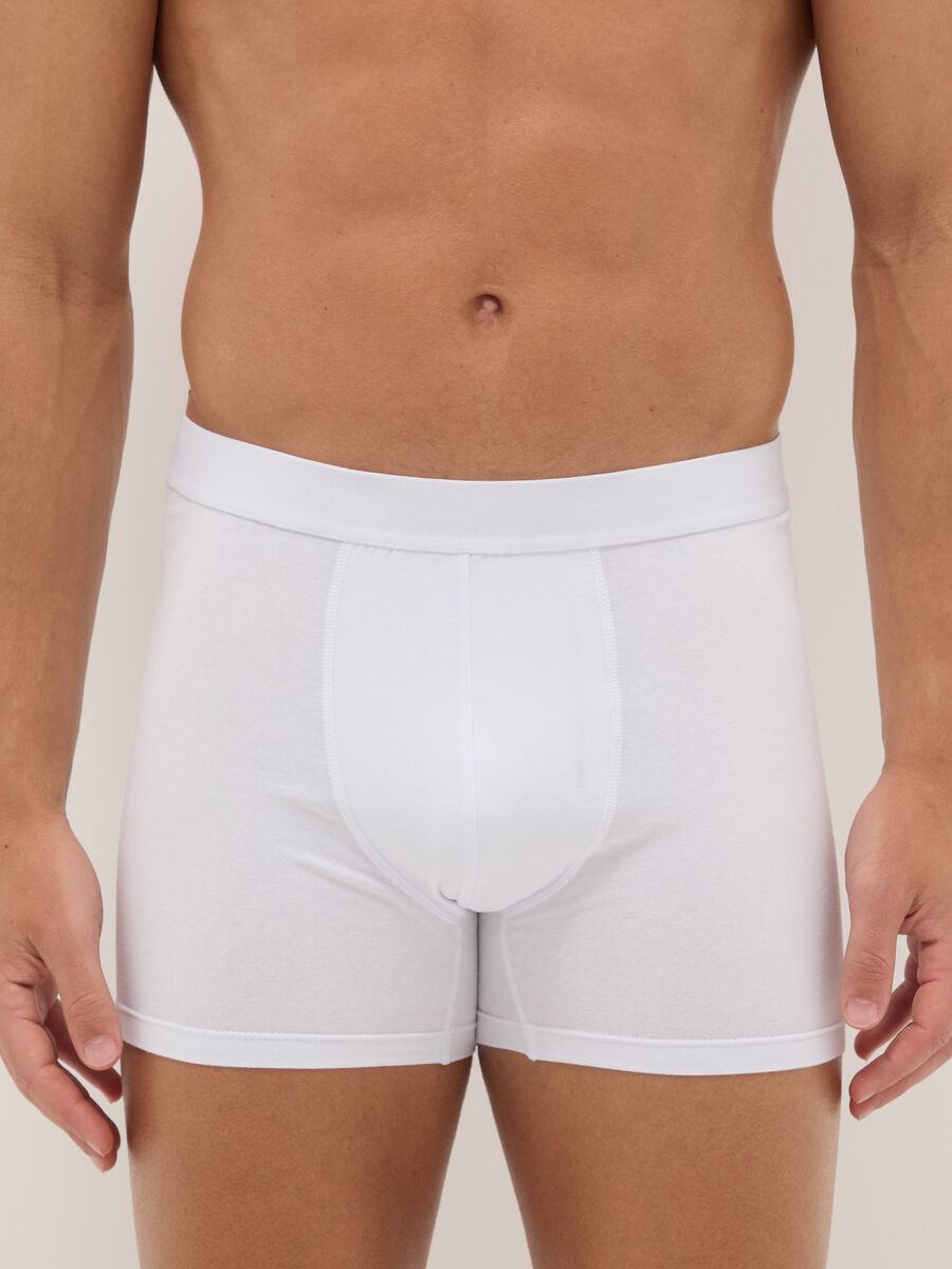 3-pack white mid-length boxer briefs in stretch organic cotton, regular fit_1