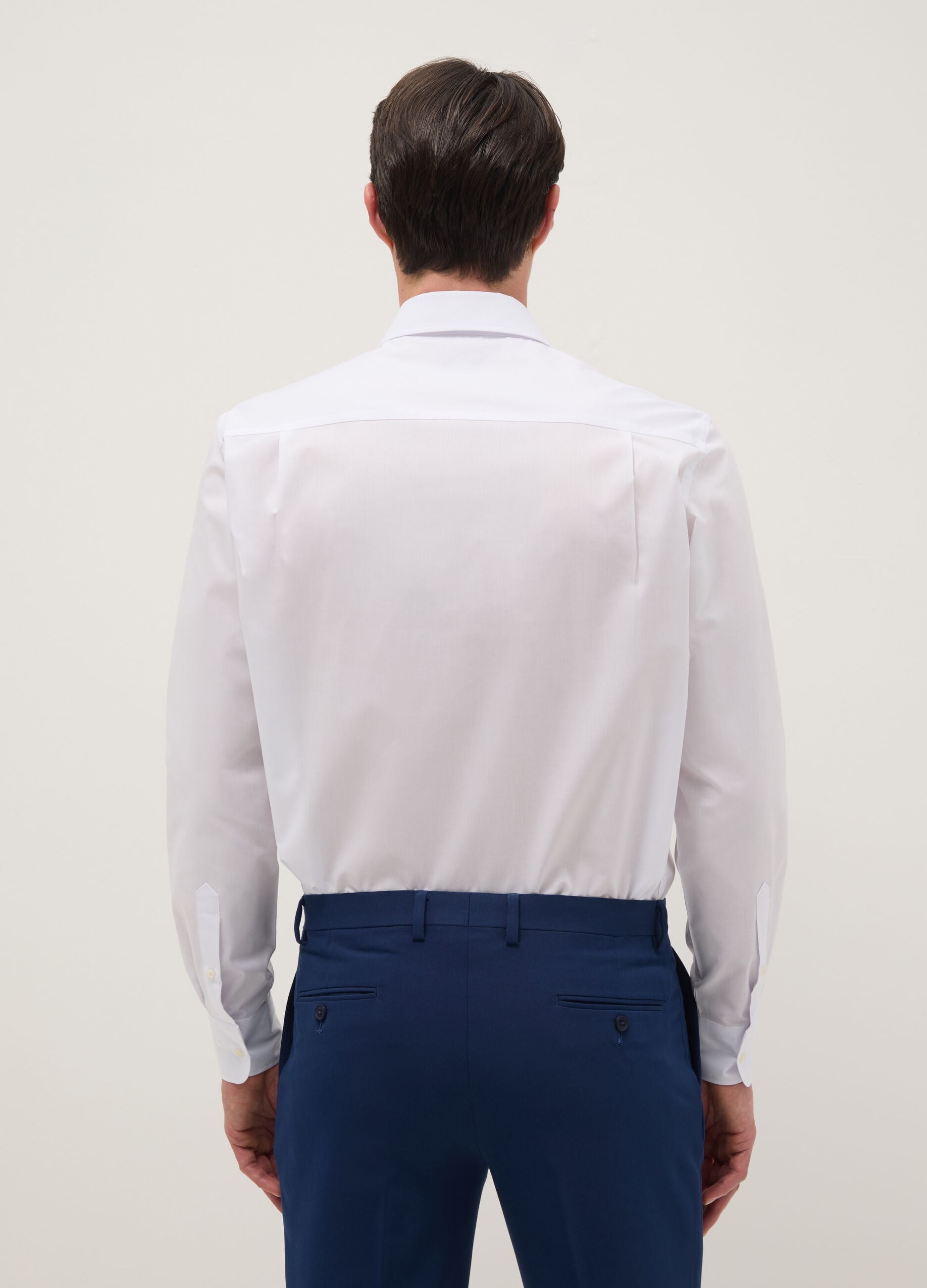 White cotton blend shirt regular fit easy iron