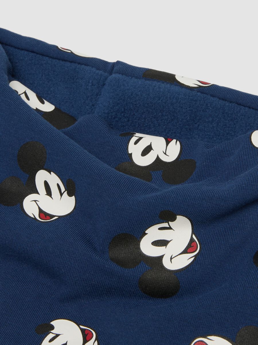Blue stretch organic cotton Mickey print scarf for baby boy_1