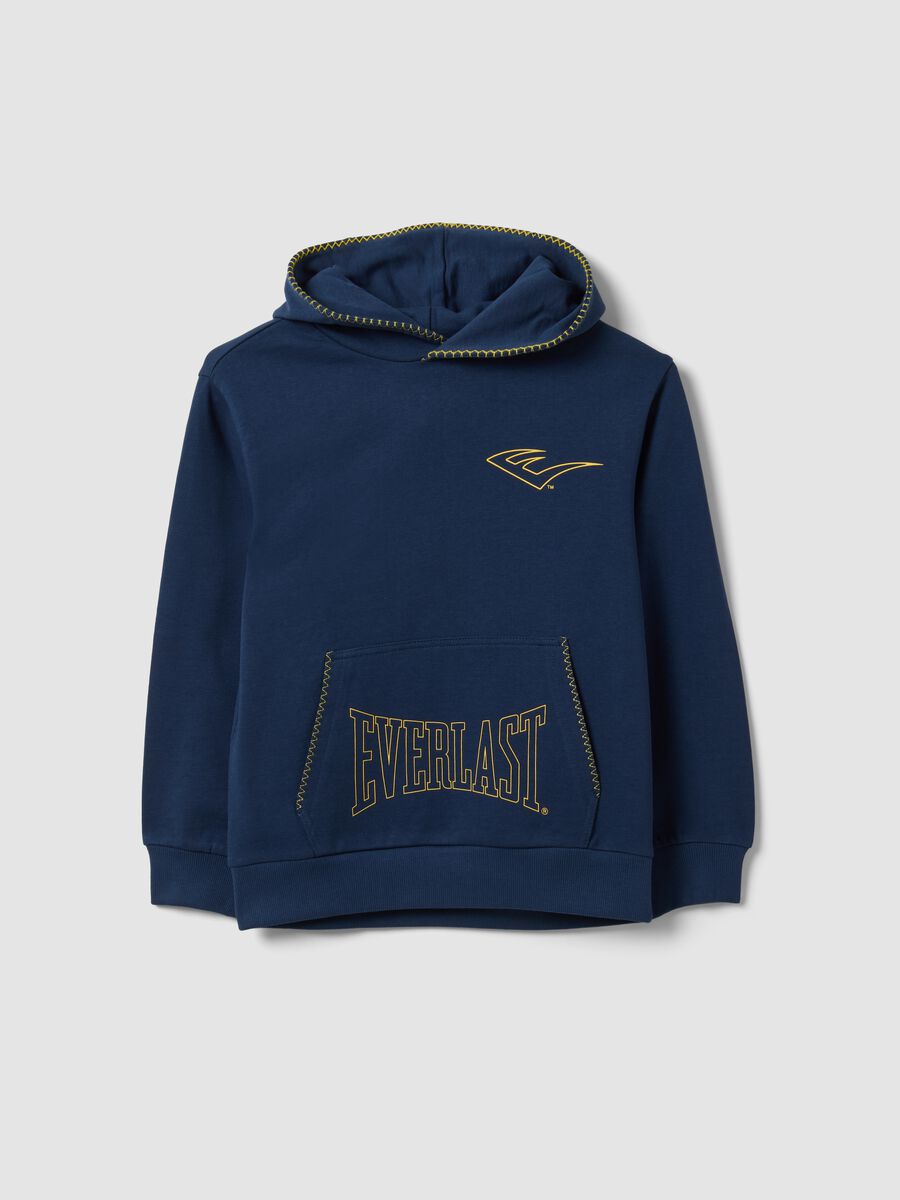 Blue pure cotton hooded sweatshirt, regular fit for boys_0